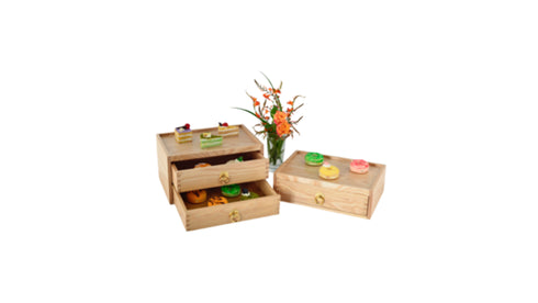 2 DRAWER WOODEN DISPLAY CABINET